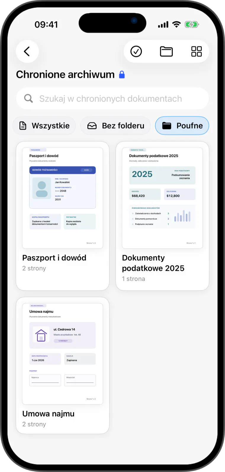 Chroniony magazyn Flatscan z szyfrowanymi folderami i prywatnymi dokumentami